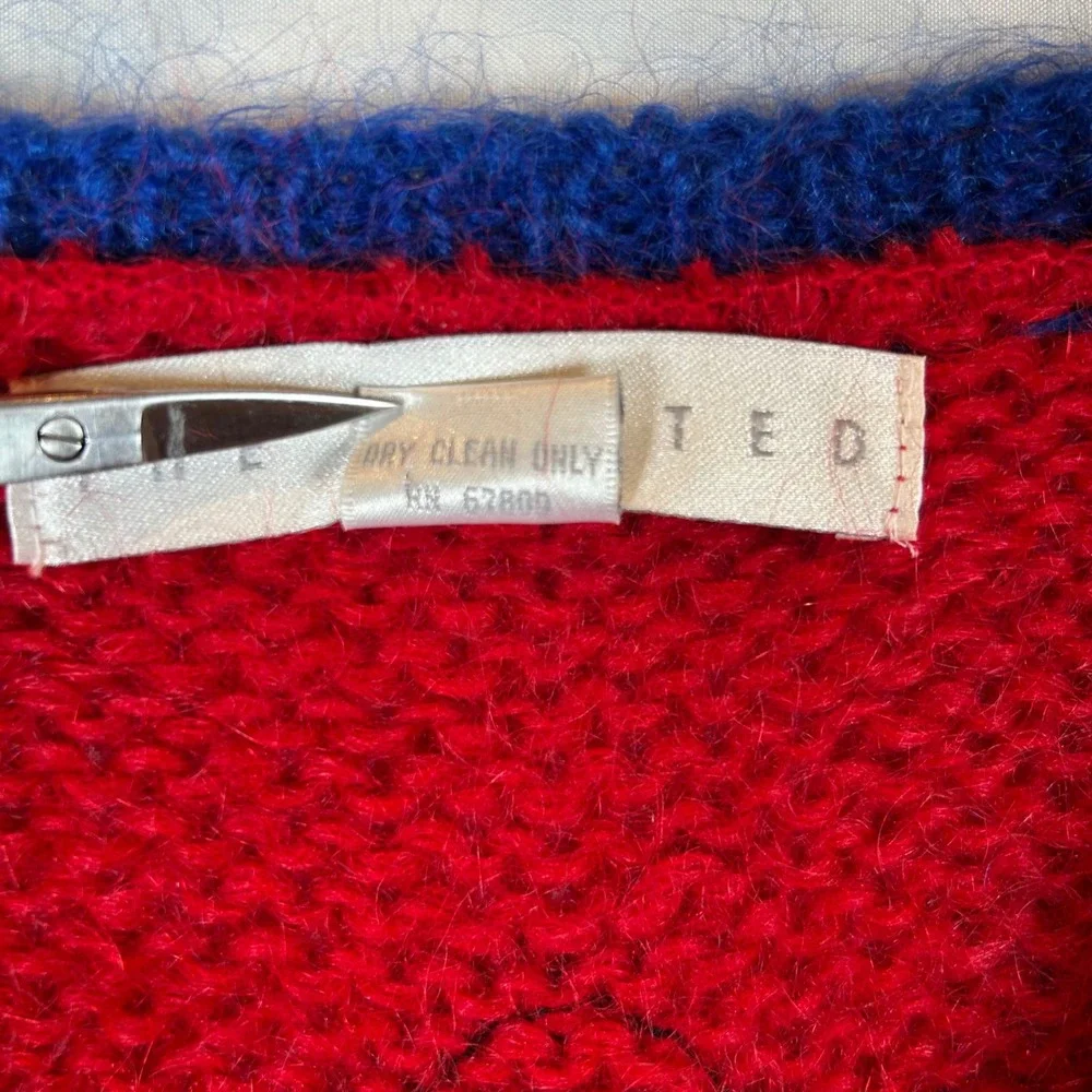 The Limited 80s Geometric Diamond Knit V-Neck Sweater‎ Red Vintage Size P S